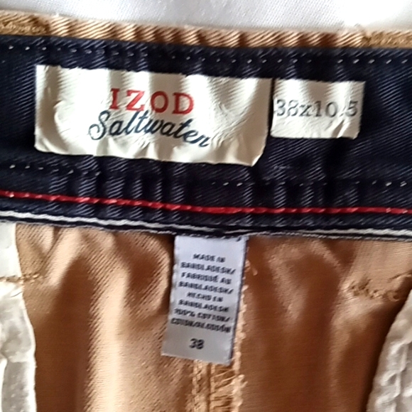 Izod Men's Saltwater Shorts Size 38 Used Great Condition Tan Colored - Picture 2 of 4